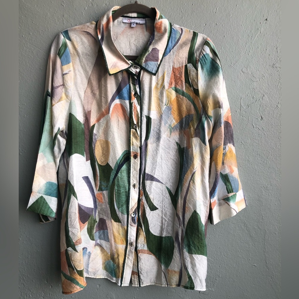 Variations Button Down Blouse Size XL Mulicolored